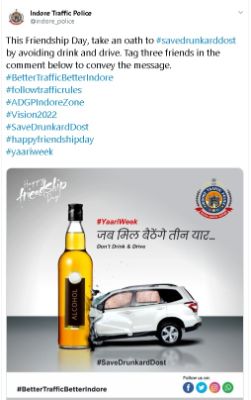 indore traffic police friendship day post - Digimanic